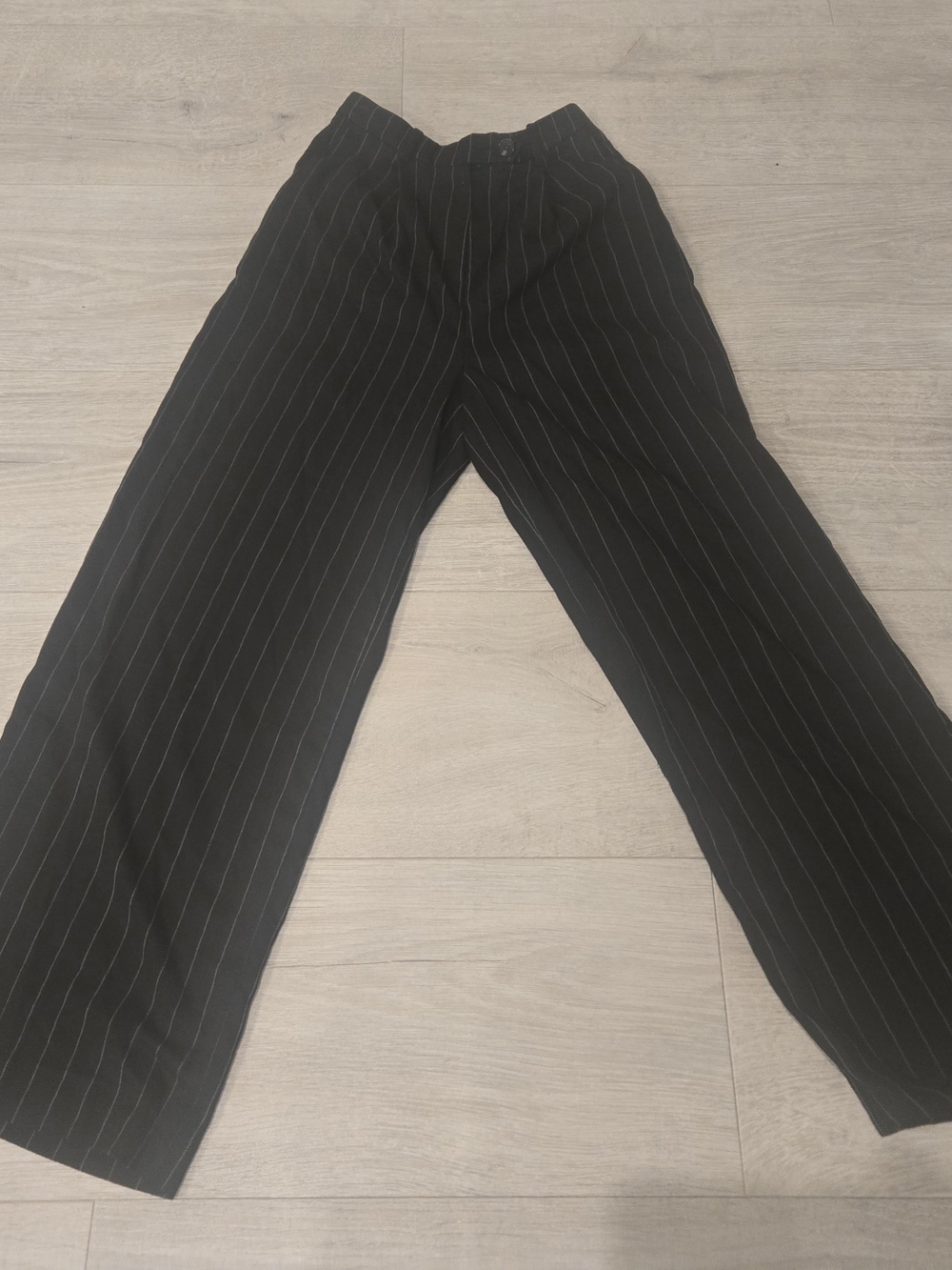 H&M Black Pinstripe Wide-Leg Trousers